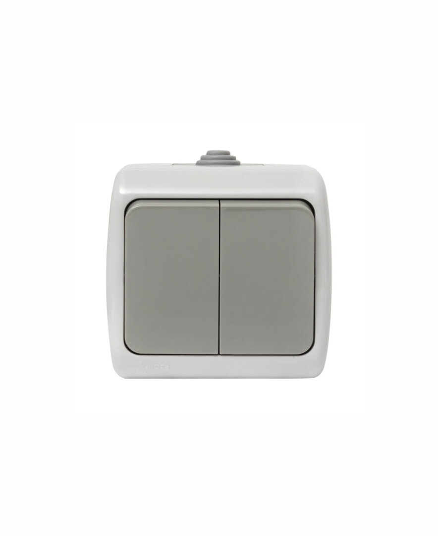 фото Выключатель 2-клавишный 10А IP54 серый EKF (в упаковке 3 шт.)