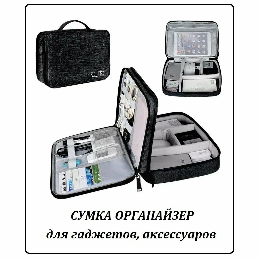 Органайзер Morento для хранения электроники, аксессуаров и проводов черный