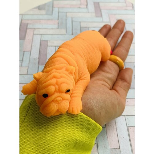 Мялка антистресс сквиши Собака Соня игрушка для мальчика и девочки большой 11 см (Оранжевый)