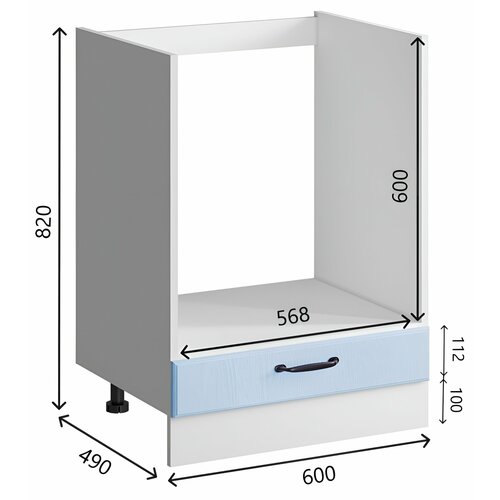Шкаф кухонный напольный 60 см. для духовки без столешницы, МДФ Лазурное дерево