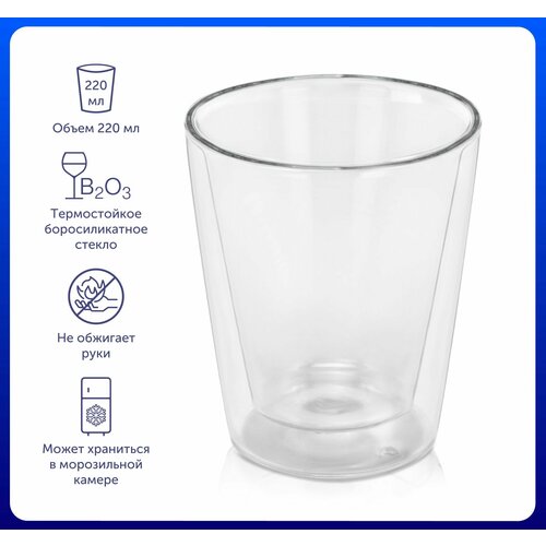 Стакан с двойными стенками Chalet на 220 мл цвет прозрачный 494₽