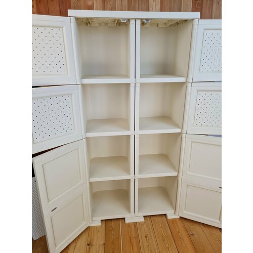 Шкаф пластиковый высокий УЮТ для балкона дома улицы беседки Цвет Бежевый Слоновая кость Арт Э-052-4-Б 23000₽