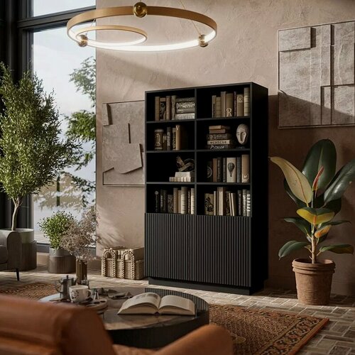 Изображение товара Стеллаж МебельЛэнд24 Терни - 1 Черный 100x40x190 двухдверный