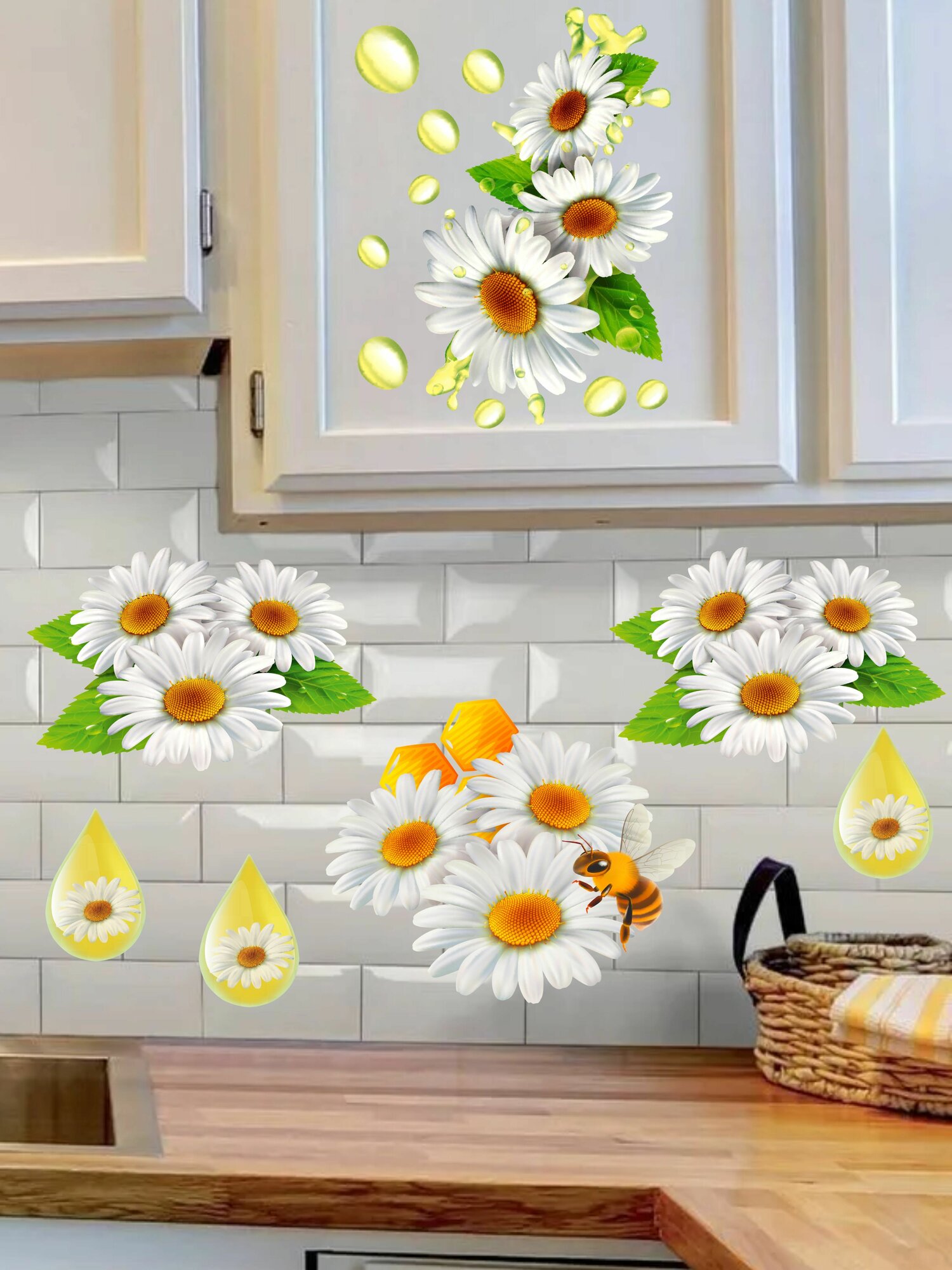 фото Интерьерные наклейки на стену для декора и интерьера дома на окна обои в детскую/stiker/ромашки