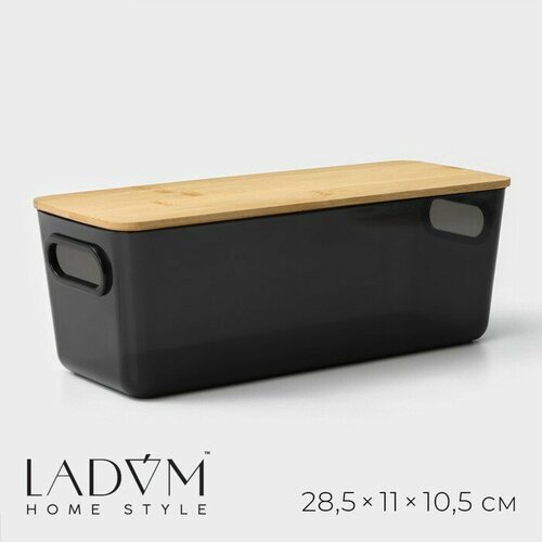 LaDо́m Контейнер для хранения с крышкой LaDо́m «Лаконичность», 28,5×11×10,5 см, цвет чёрный