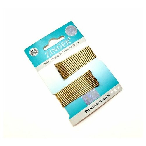 Невидимки Zinger ZO-151-OTT прямые 50 мм закругленный наконечник 24 шт золотой 386₽