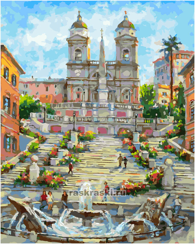Картина по номерам Белоснежка «Рим. Испанская лестница» (50х40 см, холст на подрамнике)