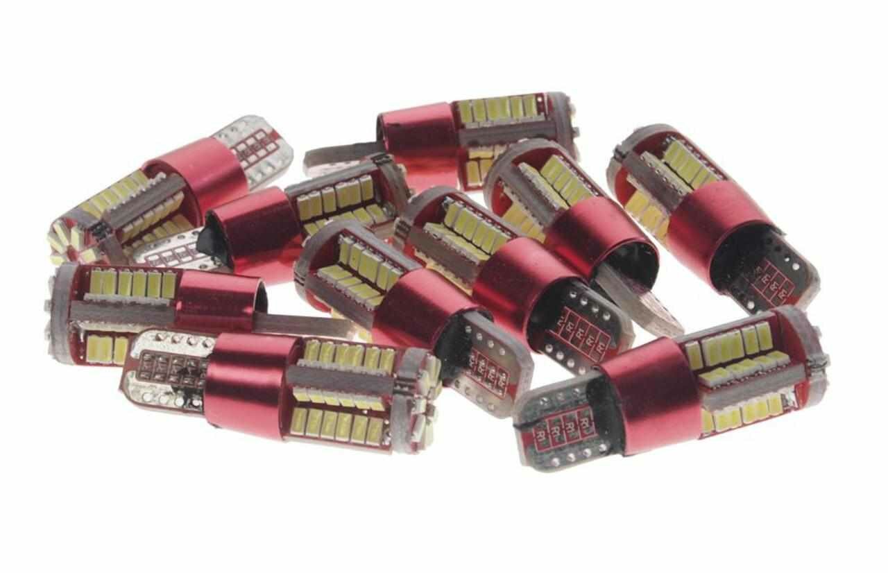 Лампа светодиодная 12/24V W5W T10W W2.1x9.5d 6000K 57 SMD линза с обманкой White, 10570, MEGA ELECTRIC