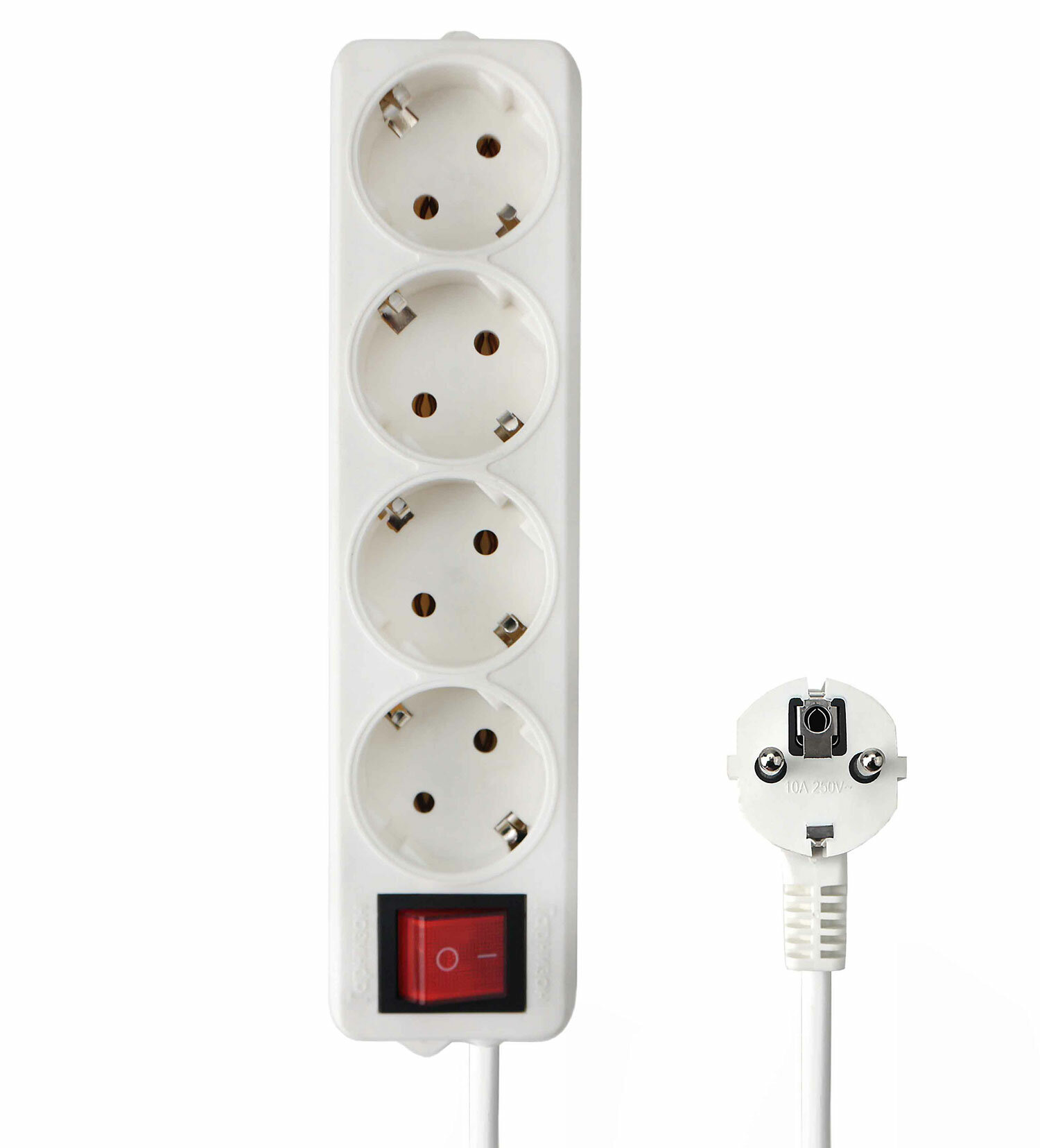 фото Удлинитель Гарнизон 4р 10А 5м с выключателем и заземлением, белый