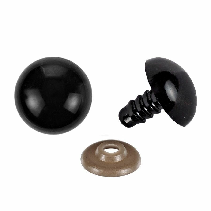 Глазки для игрушек винтовые круглые с фиксатором-заглушкой 20 мм (черный) "13" / 20 шт.