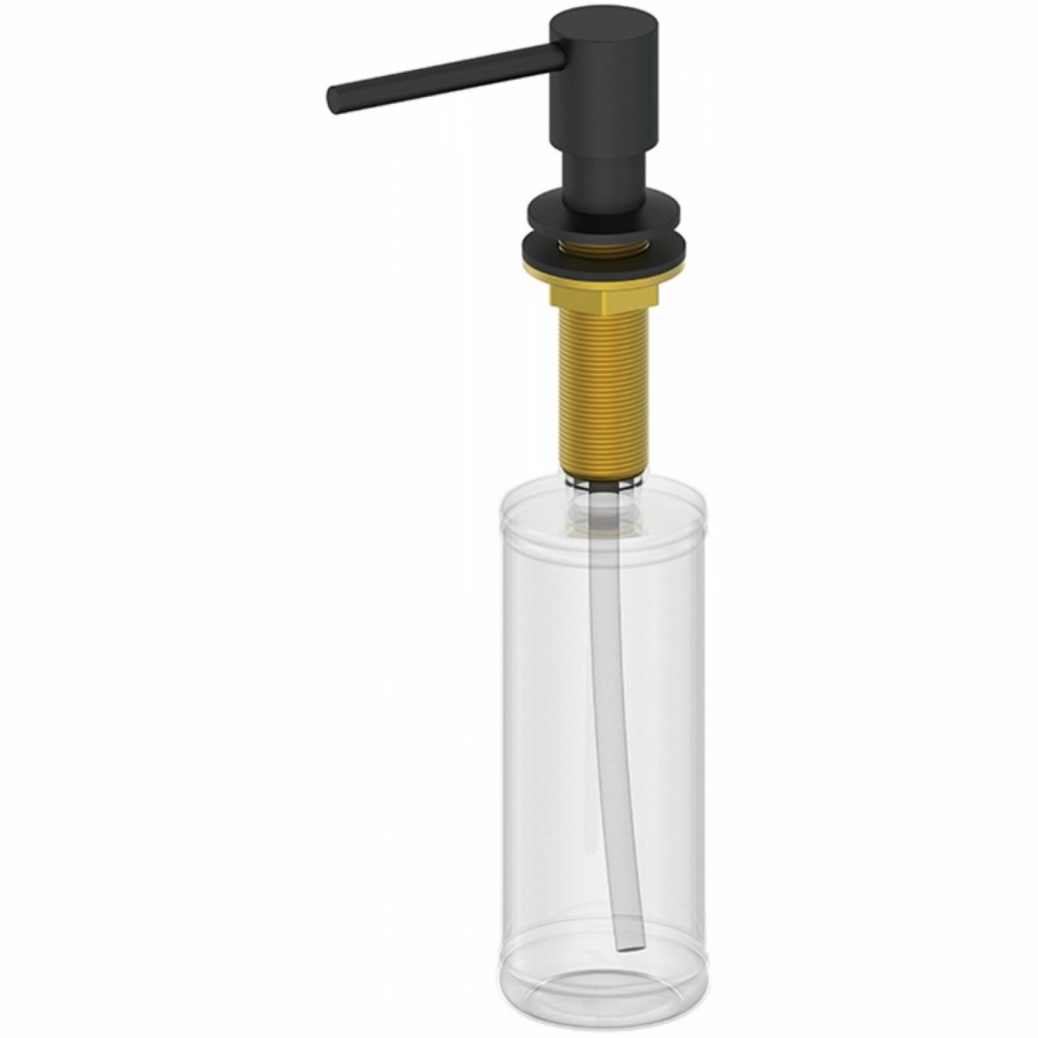 фото Дозатор латунный для жидкого мыла/моющего средства Adiante 5500BL, встраиваемый/врезной со скрытой бутылкой для кухни и ванны, черный матовый