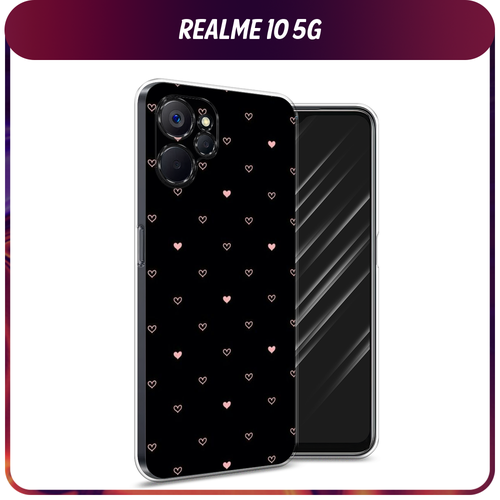 Силиконовый чехол на Realme 10 5G / Реалми 10 5G Чехол с сердечками силиконовый чехол ловец снов с перьями на realme 10 5g реалми 10 5g