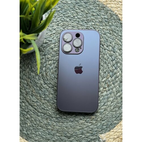 Чехол матовый AG Glass case Dark Purple для IPhone 15 Pro с функцией MagSafe