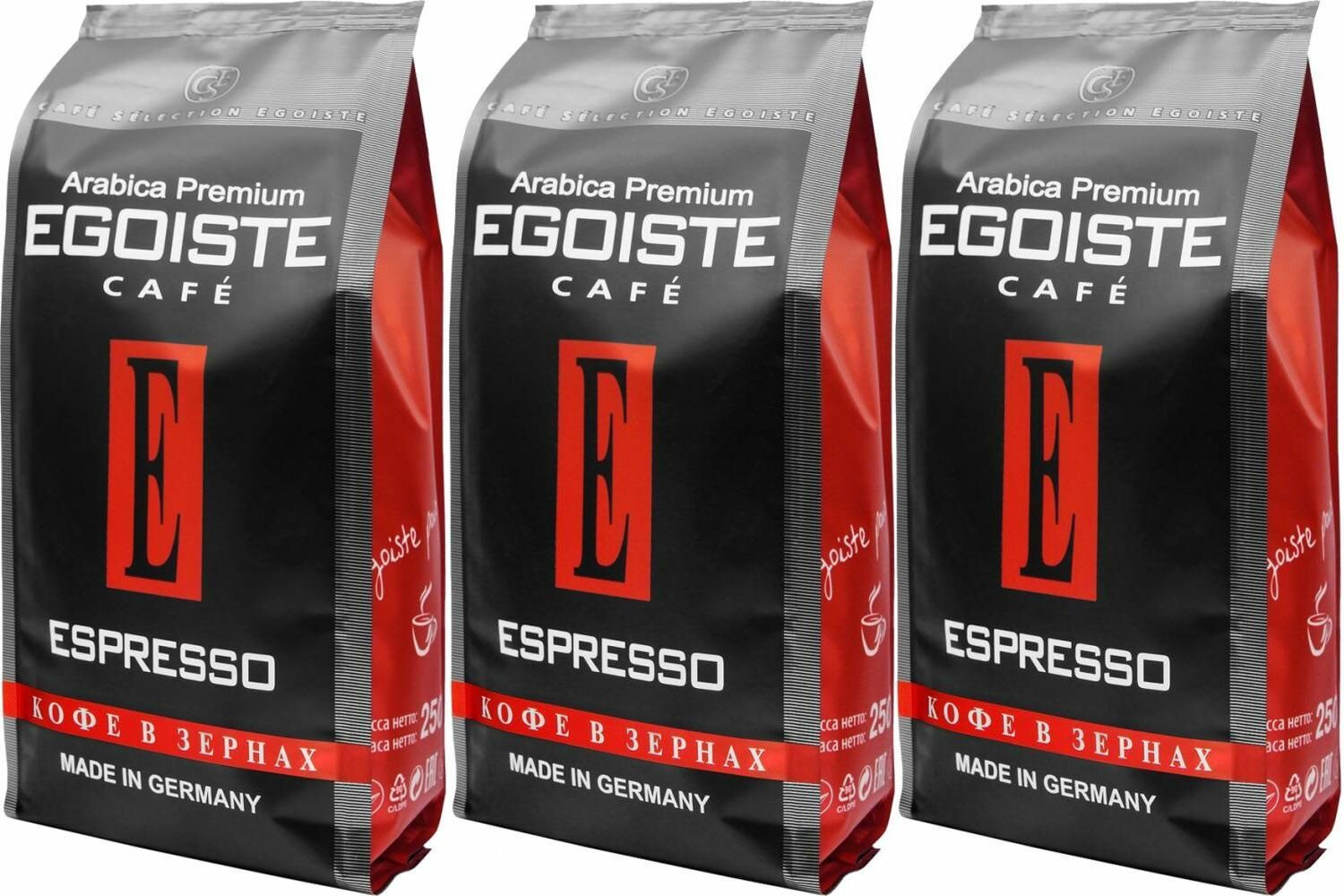 Кофе в зернах Egoiste Espresso, 250 г (Эгоист) х 3 шт