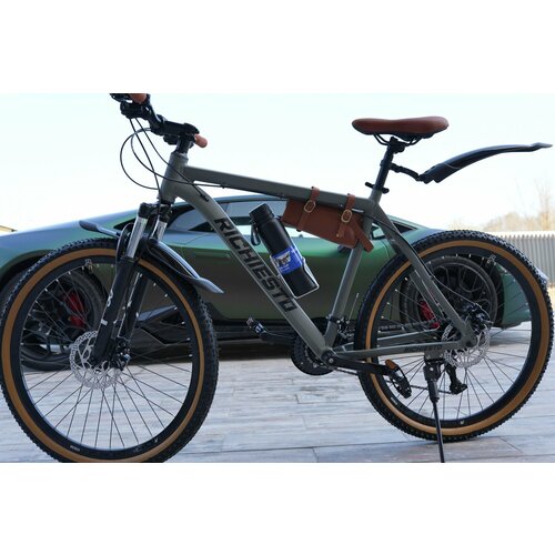 Велосипед горный RICHIESTO 26 21s Алюминиевая рама 19 Взрослый Спортивный Унисекс зеленыйкоричневый 25900₽