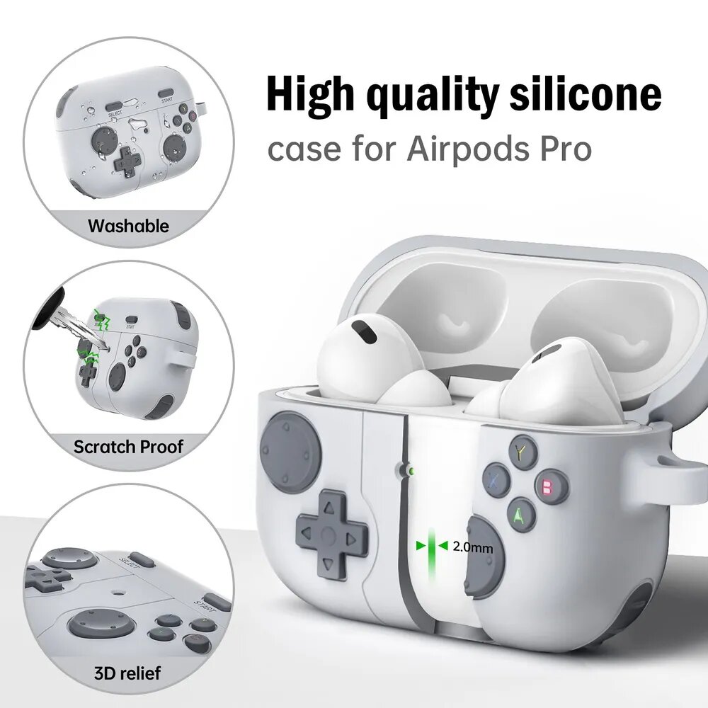 Защитный чехол для AirPods Pro / Pro 2 "геймпад" и держатель для наушников — фото 1