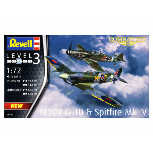 03710RE Combat Set истребитель-низкоплан Bf109G-10 и Спитфайр Mk.V сборные модели revell набор combat set истребитель низкоплан bf109g 10 и спитфайр mk v