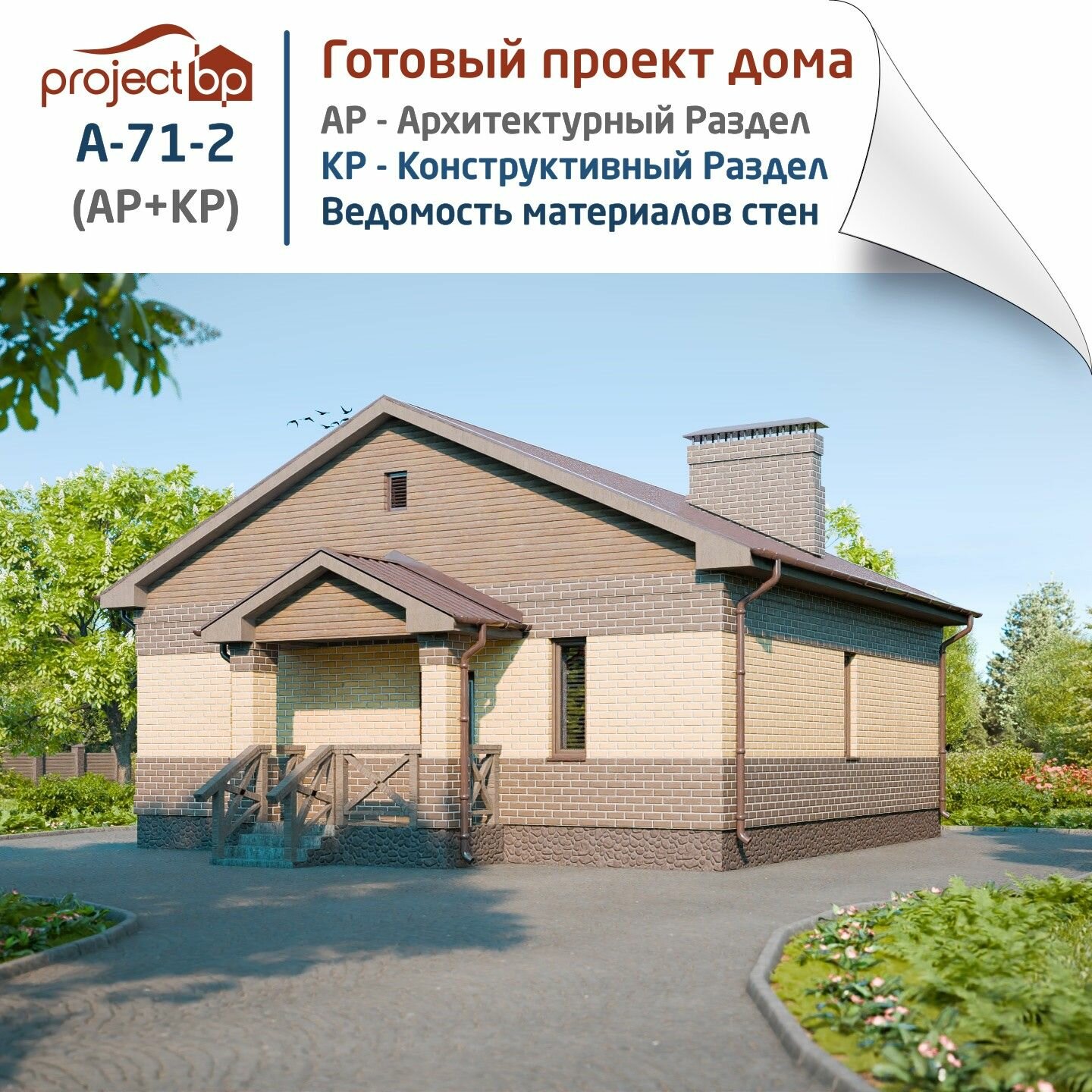 Проект одноэтажного дома 10 на 10 м. с двухскатной крышей