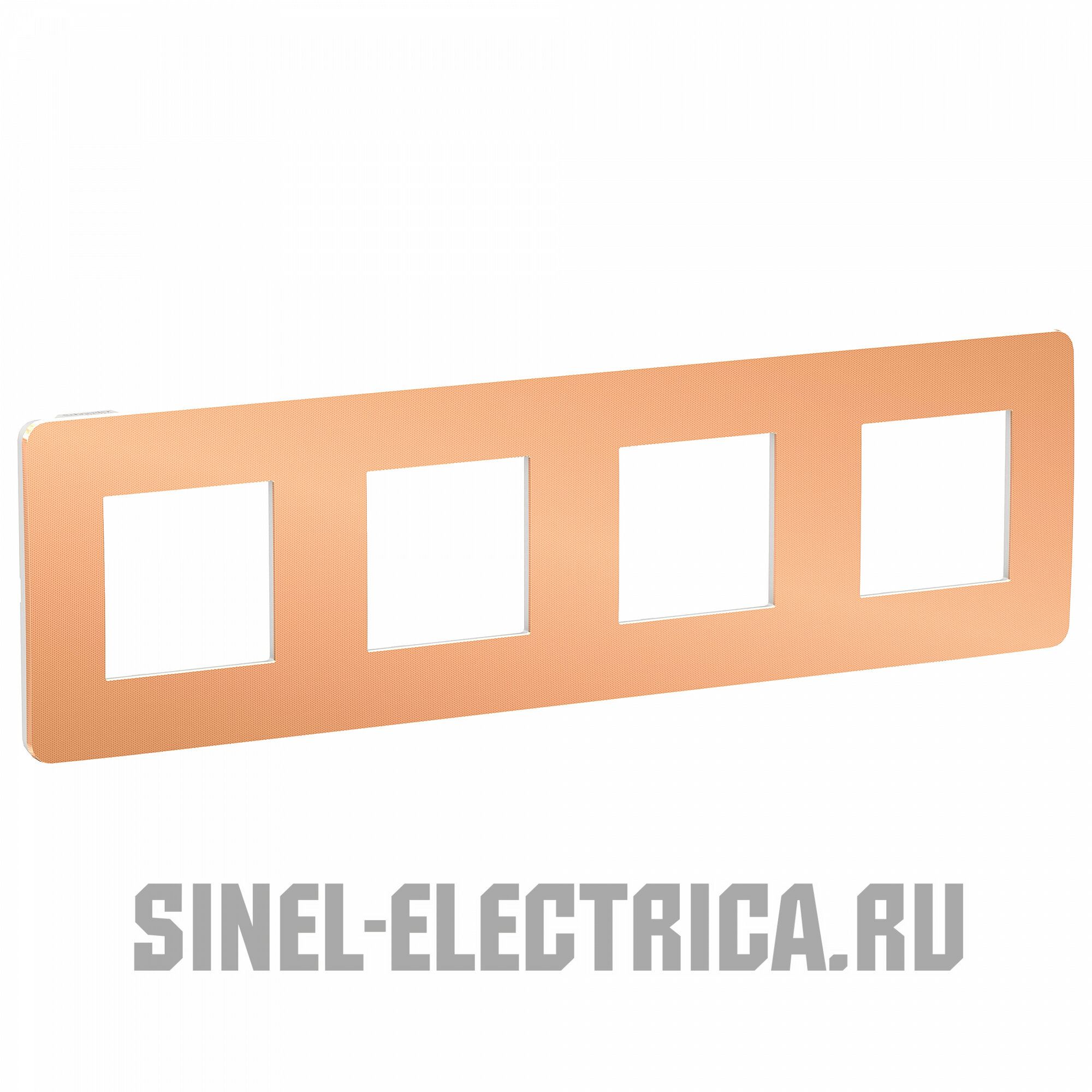 Unica Studio Metal NU280857 Рамка 4-постовая/8-модульная (универсальная, медь/белый) Schneider Electric - фото №5