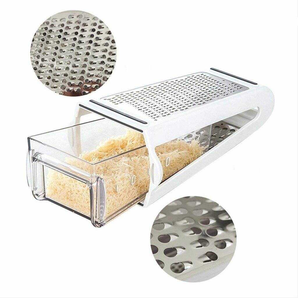 фото Двусторонняя терка из нержавеющей стали/с контейнером двухсторонняя/тёрка универсальная