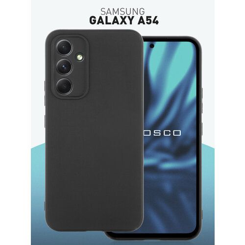 Чехол ROSCO для Samsung Galaxy A54 (Самсунг Галакси А54), силиконовый чехол, тонкий, матовое SOFT-TOUCH покрытие, бортик (защита) модуля камер, черный чехол rosco для vivo v29e виво в29е силиконовый чехол тонкий матовое покрытие защита модуля камер черный