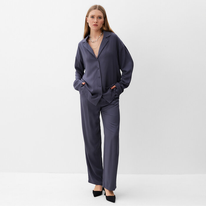 Костюм женский (рубашка  брюки) MINAKU: Casual Collection цвет графит р-р 52