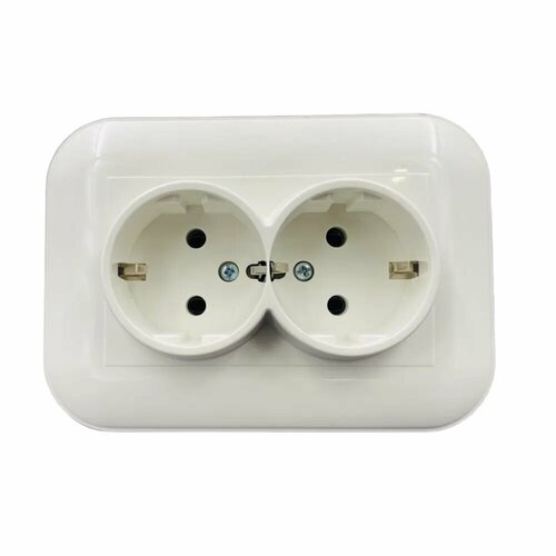 Розетка двойная встраиваемая Ovivo Loft 404-010301-907 с заземлением цвет белый