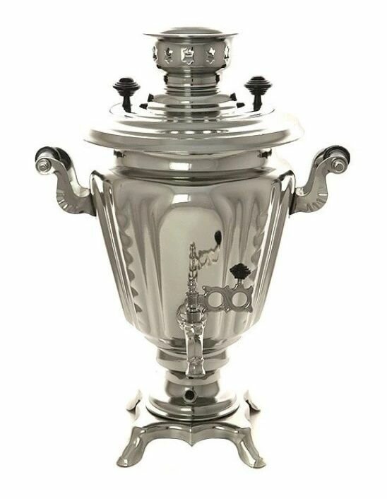 фото Самовар электрический никелированный 3 литра рюмка автоматическое отключение