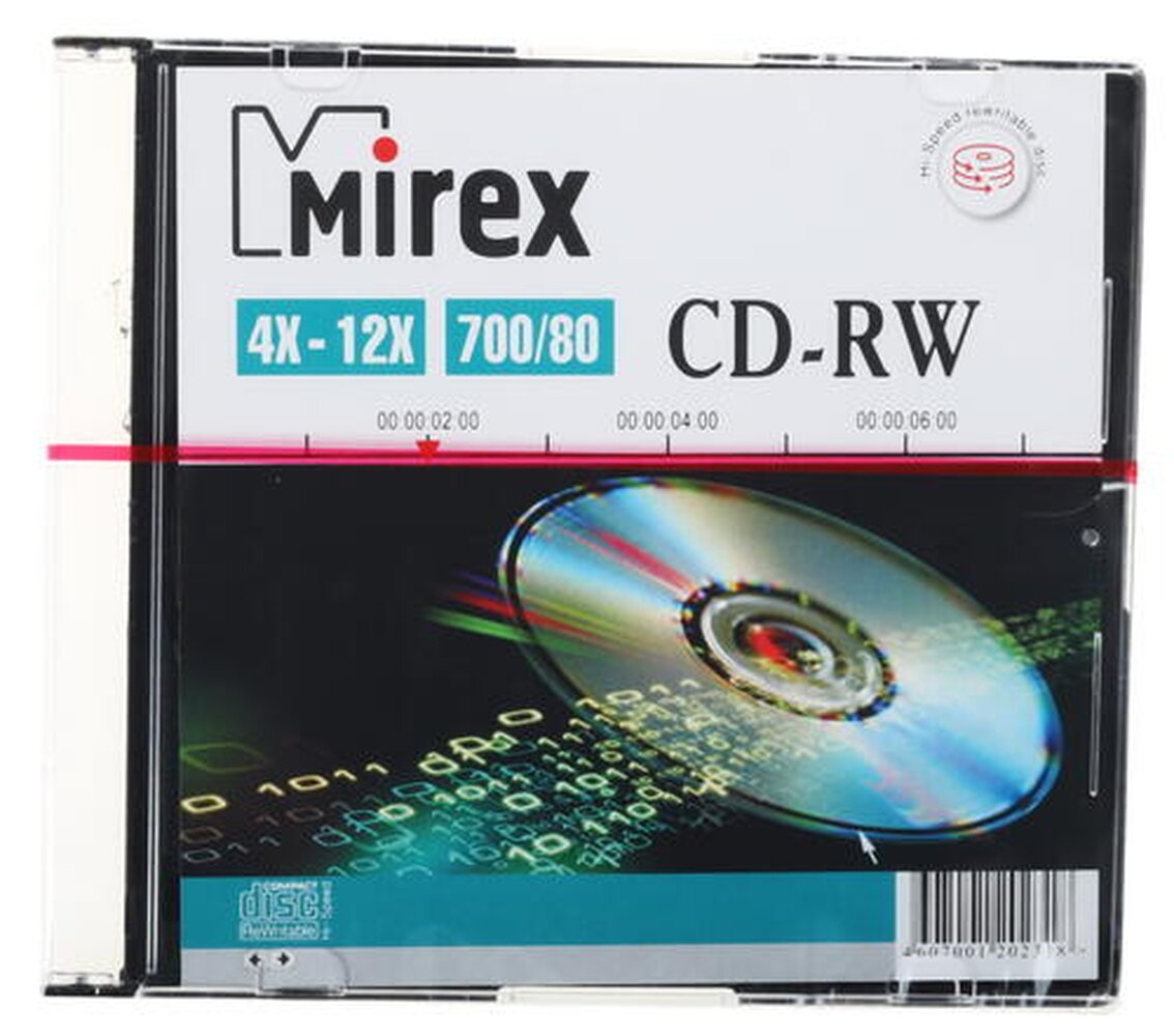 Диск CD-RW Mirex 700 Mb, 12х, Slim Case (1), (1/200)