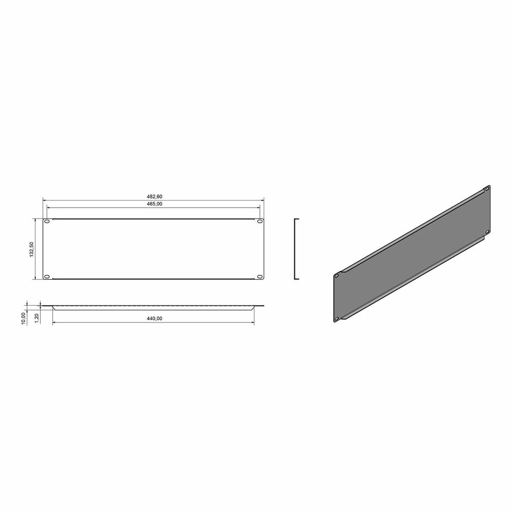 Hyperline BPV-3-RAL9005 Фальш-панель на 3U