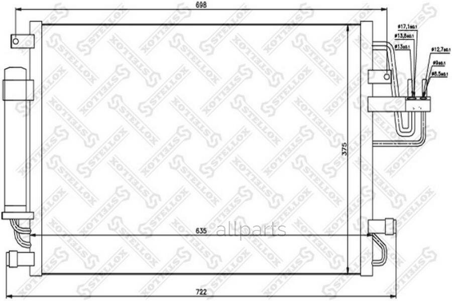 STELLOX 1045108SX NS94801=8FC 351 302-361 [976062E000]! радиатор конд.\Hyundai Tucson, Kia Sportage all 04>