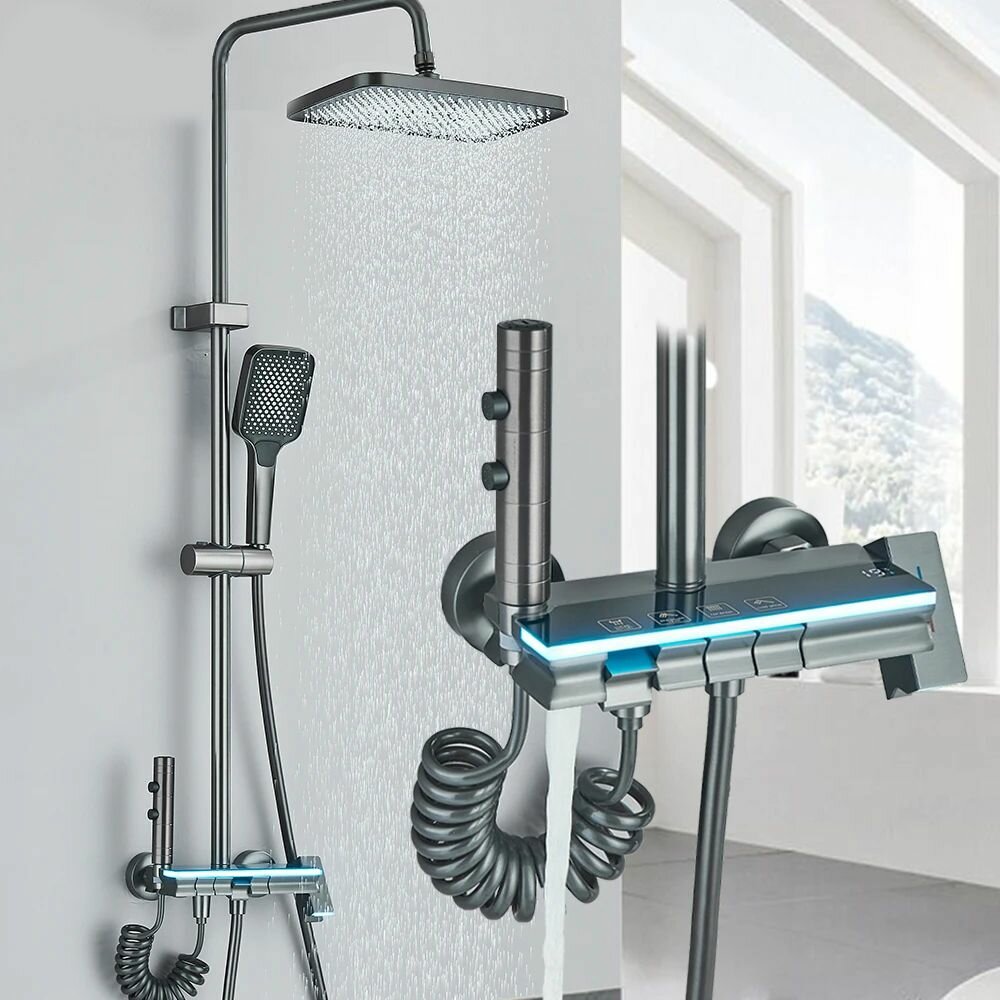 фото Душевой комплект душ Тропический душ Серый умный душ