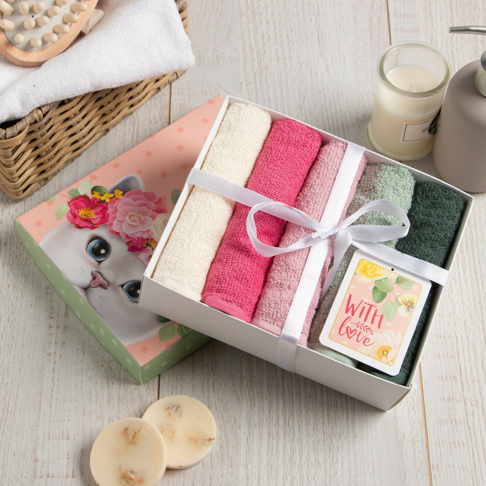 Подарочный набор махровых салфеток - 5 штук Этель 