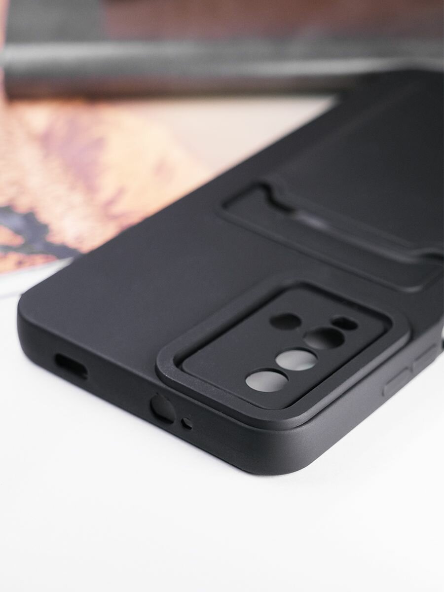 Чехол на Xiaomi Redmi 9T противоударный бампер с карманом для карт ксиоми Ксиоми Редми 9T Черный