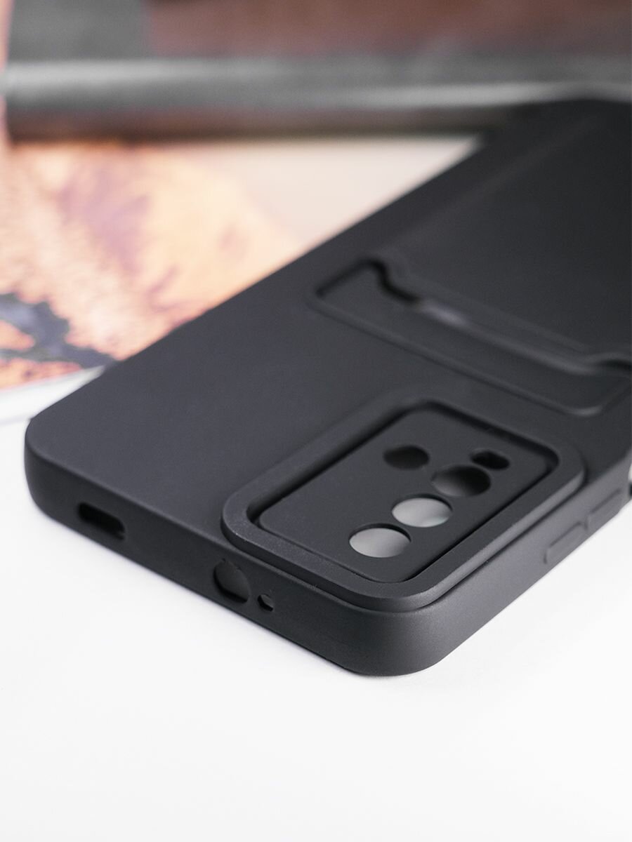 Чехол на Xiaomi Redmi 9T противоударный бампер с карманом для карт ксиоми Ксиоми Редми 9T Черный — фото 1