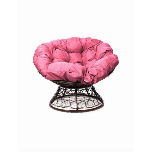 Кресло M-group папасан с ротангом коричневое розовая подушка красный, розовый, синий, коричневый, голубой, оранжевый, бежевый, зеленый, желтый, серый