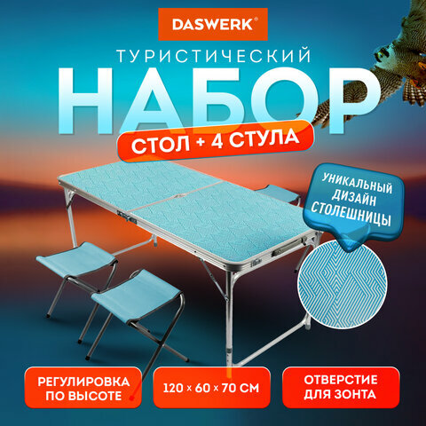 фото Комплект складной мебели: стол, 4 стула, туристический, садовый, стандарт, DASWERK, 680045