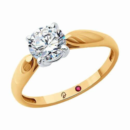 Кольцо Diamant, комбинированное золото, 585 проба, размер 18
