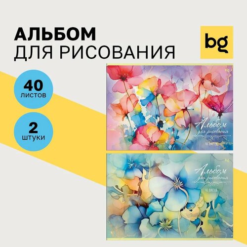 Альбом для рисования 40л, А4, на скрепке BG "Цветочная фантазия"