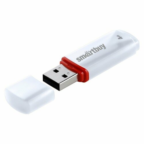 Флешка Smartbuy 4GBCRW-W 4 Гб USB20 чт до 25 Мбс зап до 15 Мбс белая 545₽