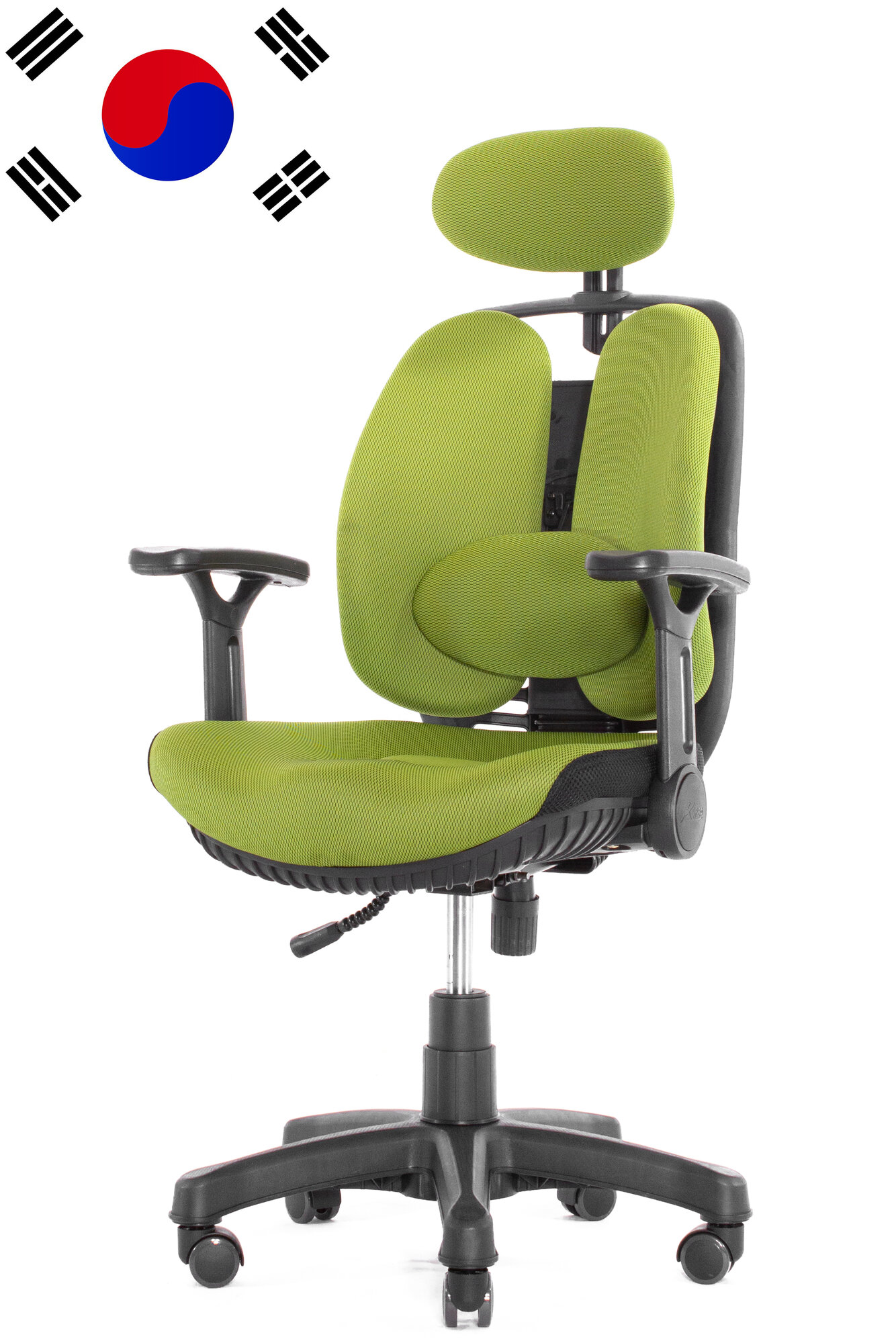 Компьютерное анатомическое кресло INNO Health с эластичным каркасом, цвет: зеленый/черный