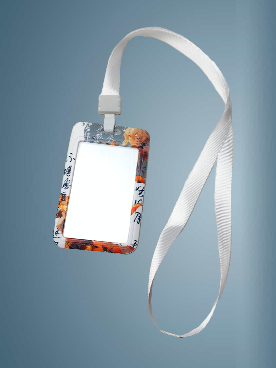 Чехол для бейджа Melody, на ленте, пластик, вертикально крепление, серо/коричневый — фото 1