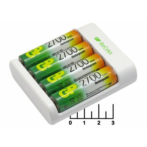 Зарядное устройство GP E411/270AAHCCS/CPBR-2CR1 с аккумулятором AA*2.7A (4 штуки) (AA/AAA) зарядное устройство для батареек gp rechargeable е411 100aaahccs 2cr1