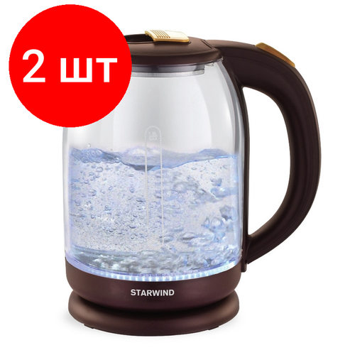 Комплект 2 штук Чайник Starwind SKG1052 18л 1500Вт коричневый стекло 398500₽