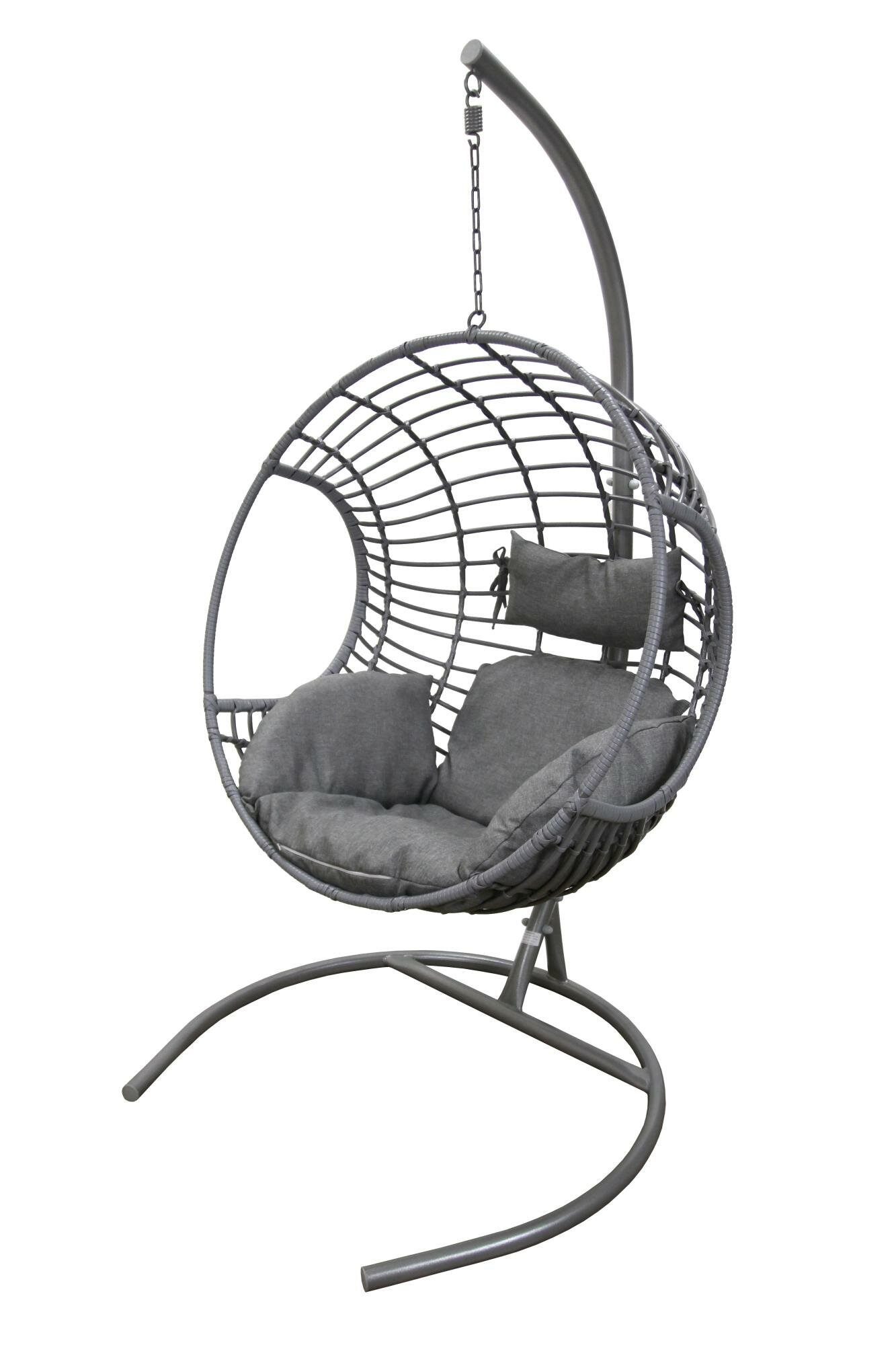 Кресло подвесное Милан арт. BG2345 (стойка+основание. серый, корзн. серая, подуш. серая св. 3уп. (Б))