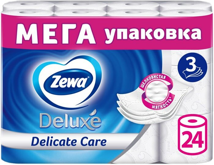 Туалетная бумага 3-х слойная белая Zewa Deluxe, 12 шт - фото №5