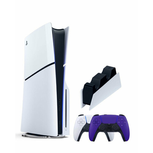 приставка sony playstation 5 slim 1 tb 2 ой геймпад пурпурный зарядное человек паук 2 Приставка Sony Playstation 5 slim 1 Tb+2-ой геймпад(пурпурный)+зарядное