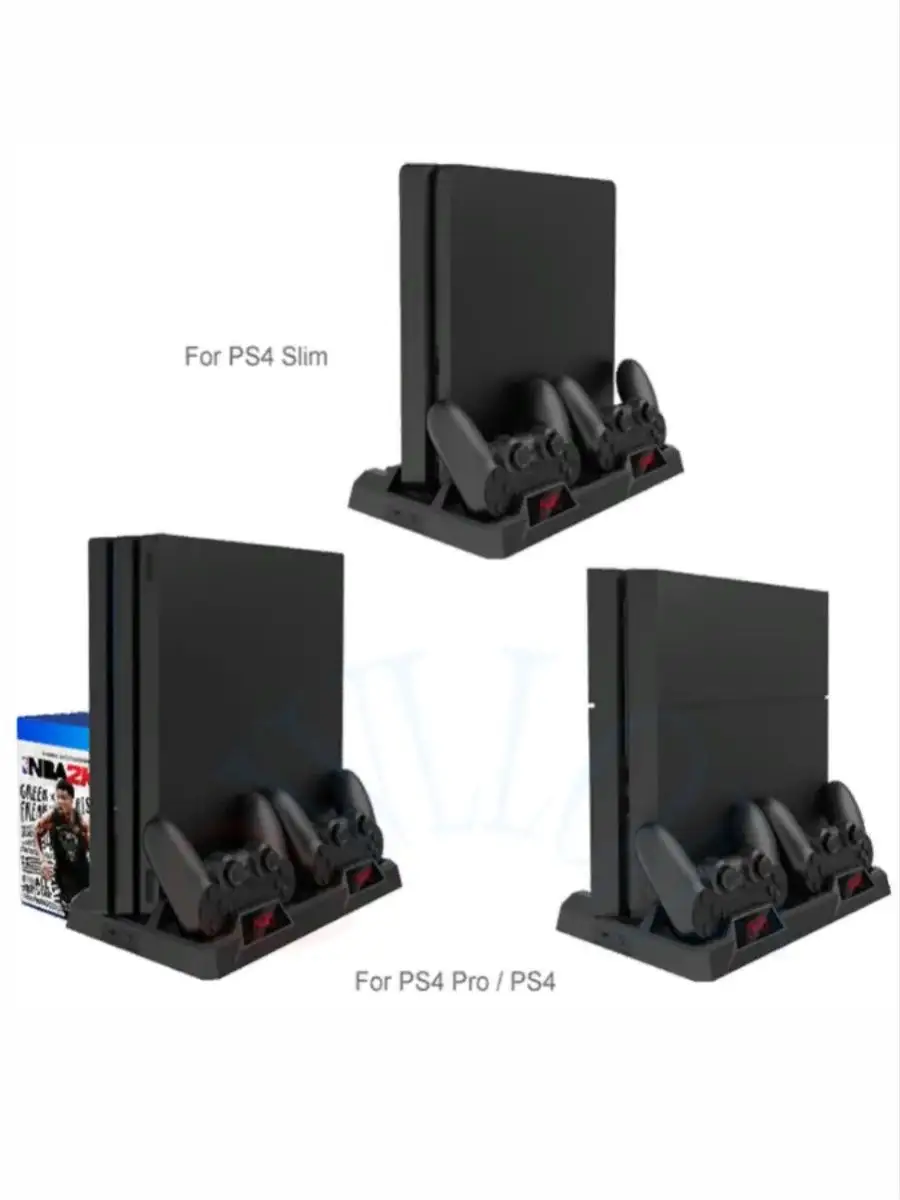 Многофункциональная подставка и зарядная станция для PS4/Slim/PRO с охлаждением, с индикаторами, зарядная станция для джостиков, контроллера — фото 1