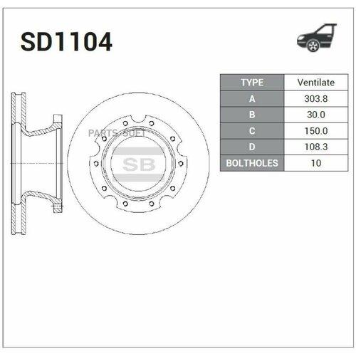 Диск тормозной SANGSIN BRAKE арт SD1104 - 1 шт 16666₽