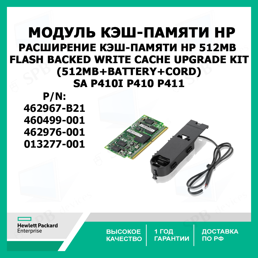 Модуль расширения Кэш-памяти HP 512MB Flash Backed Write Cache Upgrade Kit (512mb+battery+cord) SA P410i P410 P411 460499-001 ,462976-001 ,013277-001 , 462967-B21